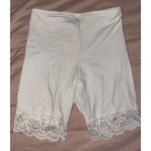Sweet Nothings White High Waist Lace Trim Slimming Shapewear Shorts,‎ Medium